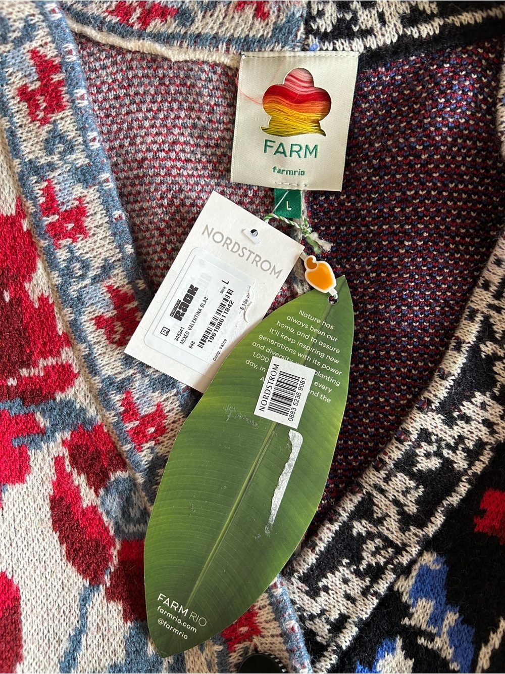 FARM Rio Mixed Valentina Floral Cardigan Size Large NWT Oversized - Picture 5 of 7